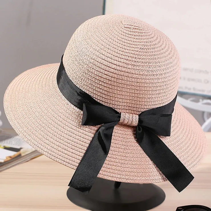 Summer Women's Straw Hat - Foldable Wide Brim Cap - Jackie's Majestic Trinkets & Garments