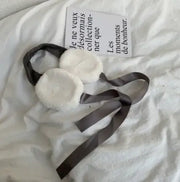 Korean Plush Lace-Up Cute Girl Earmuffs - Jackie's Majestic Trinkets & Garments
