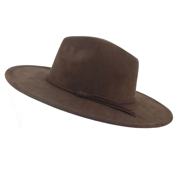 Jazz Women's 10cm Brim Suede Peach Tassel Hat - Jackie's Majestic Trinkets & Garments