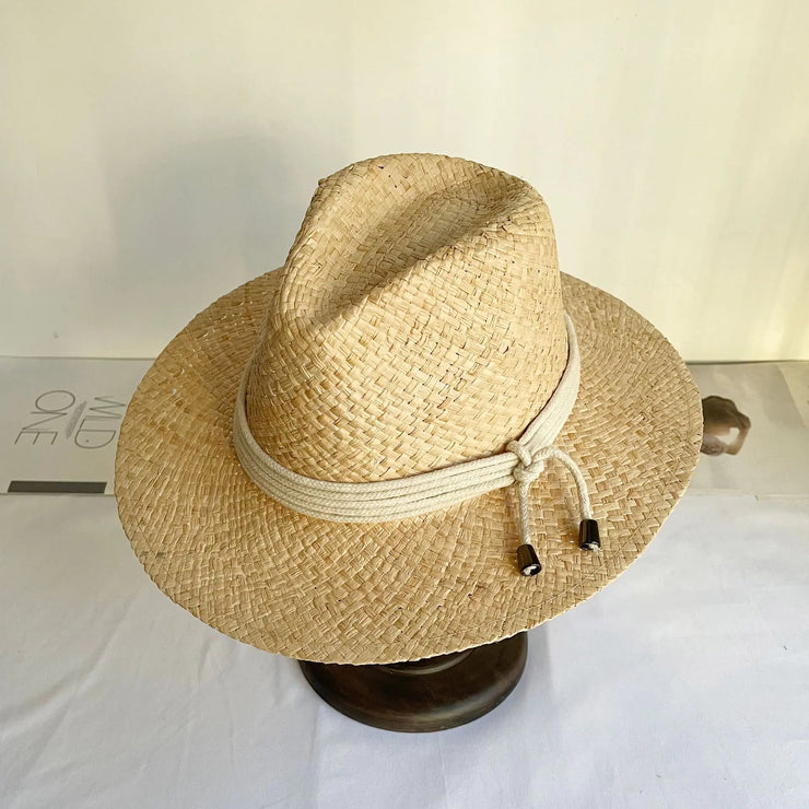 Flat Brim Raffia Women's Fashion Beach Hat - Jackie's Majestic Trinkets & Garments
