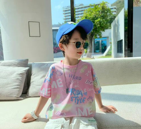 Korean Style Tie-Dye Loose Blouse for Kids Fashion - Jackie's Majestic Trinkets & Garments