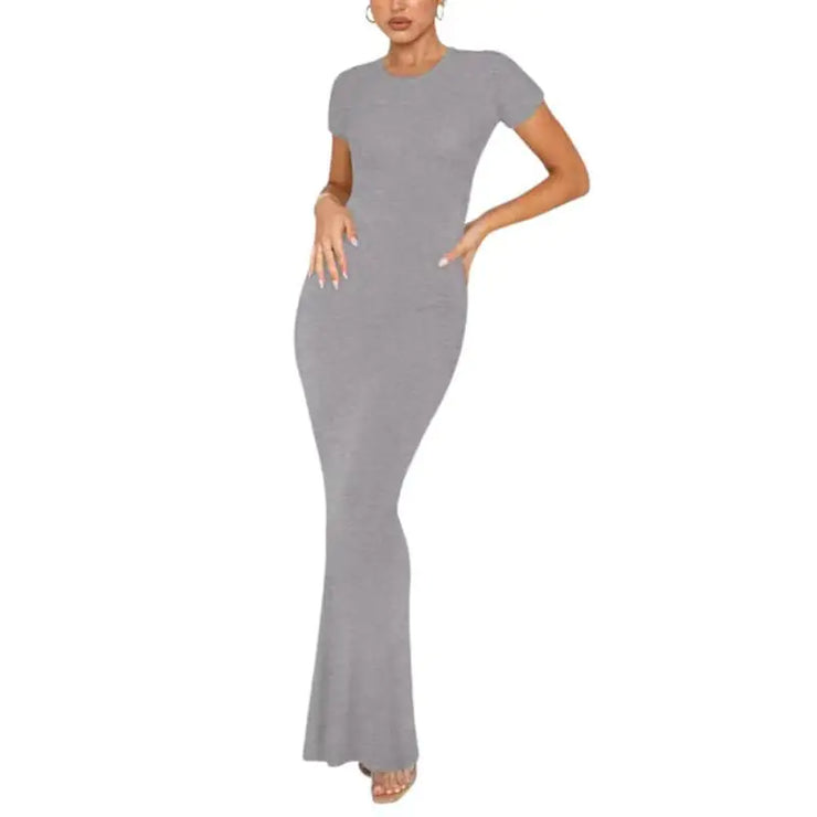Versatile Long Stretch Tight Dress with Short Sleeves - Jackie's Majestic Trinkets & Garments