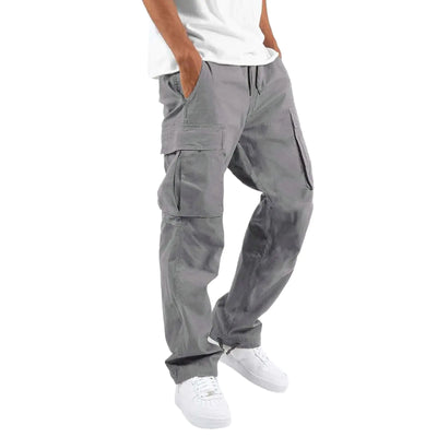 Ulatemo Mens Fashion Cargo Joggers Pants - Casual Hiking Pants Athletic Cotton Loose Straight Sweatpants Tactical Pants with Pockets Gray - Jackie's Majestic Trinkets & Garments