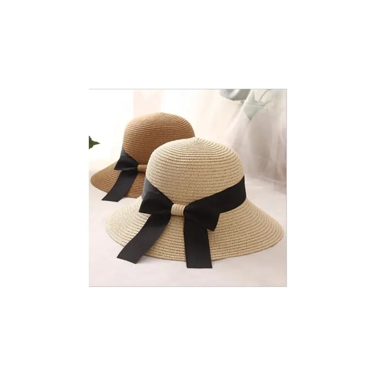 Summer Women's Straw Hat - Foldable Wide Brim Cap - Jackie's Majestic Trinkets & Garments