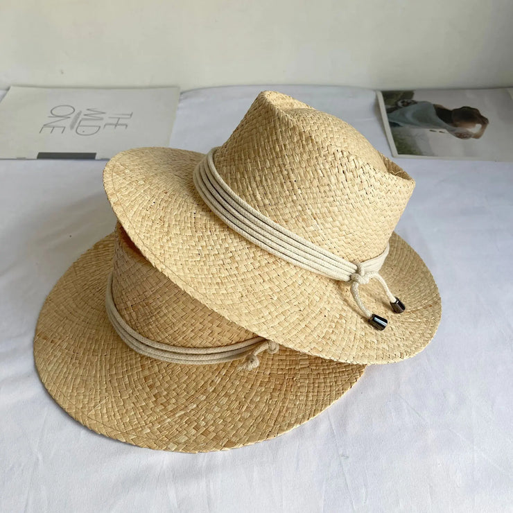 Flat Brim Raffia Women's Fashion Beach Hat - Jackie's Majestic Trinkets & Garments