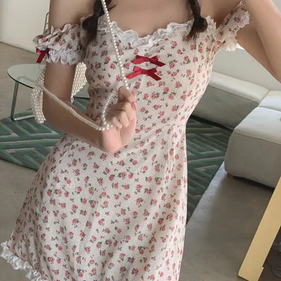 One-Shoulder Lace Dress with Short Sleeves - Jackie's Majestic Trinkets & Garments