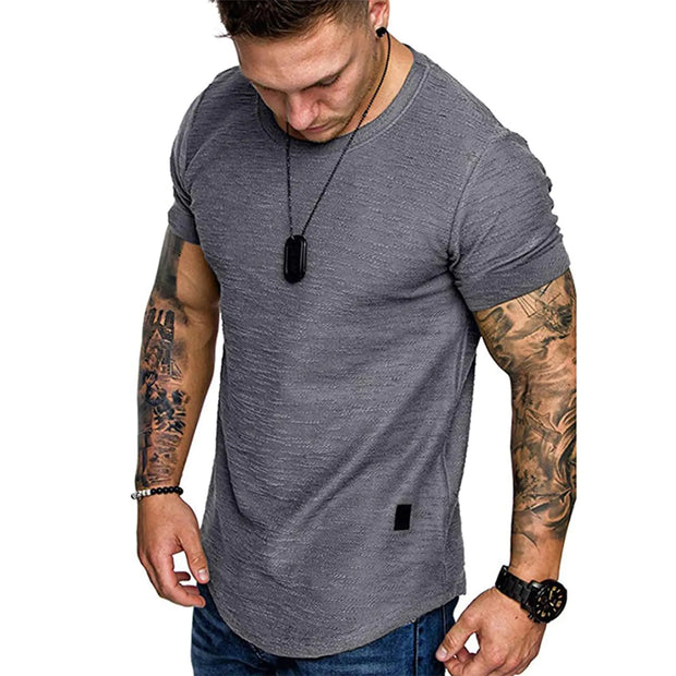 Mens Fashion Muscle Gym Shirts - Casual Workout Fitted Shirts Summer Tee Shirt Cotton Training Top Shirt Gray - Jackie's Majestic Trinkets & Garments