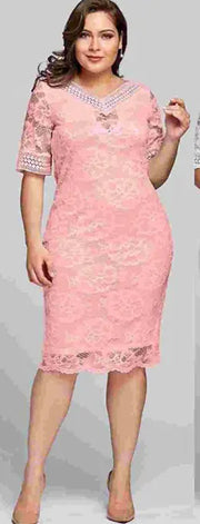 Lace Long Dress with Short Sleeves - Jackie's Majestic Trinkets & Garments