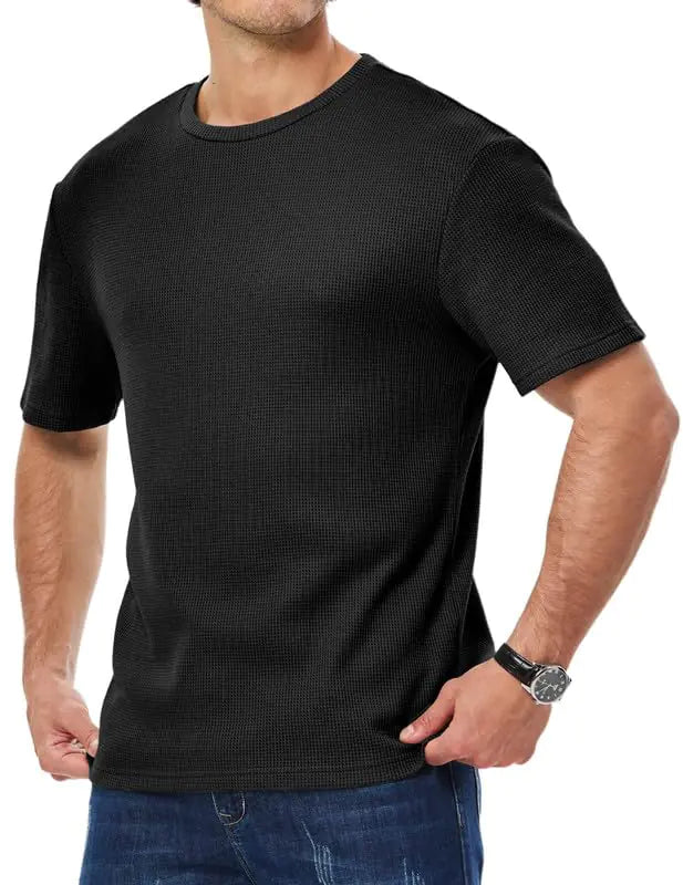 Dokotoo Men Mens Muscle Loose Fit Shirts Summer Crewneck Short Sleeve Solid Color Longline T-Shirt Gym Workout Athletic Tee Shirt for Men Black Small - Jackie's Majestic Trinkets & Garments