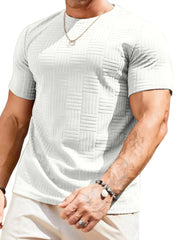 JMIERR Mens Solid Round Neck Tee Short Sleeve Slim Gym Workout Athletic T-Shirts US40(M) White - Jackie's Majestic Trinkets & Garments