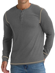 RQP Mens Henley Shirts Long Sleeve Waffle Knit Tee Shirts Fashion Button Fall ShirtsDark Gray M - Jackie's Majestic Trinkets & Garments