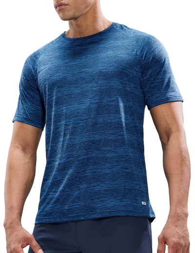 MIER Mens Dry Fit Short Sleeve Gym Exercise T-Shirts Lightweight Workout Tee Shirts Athletic Sports Tops Heather Blue 3XL - Jackie's Majestic Trinkets & Garments
