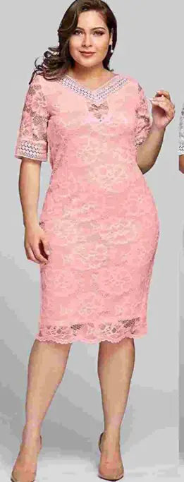 Lace Long Dress with Short Sleeves - Jackie's Majestic Trinkets & Garments