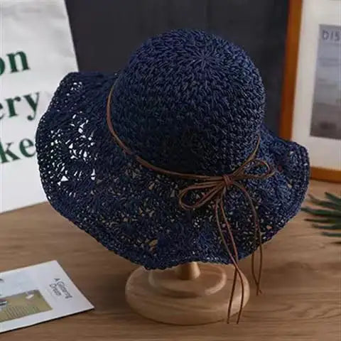 Handmade Crochet Straw Hat for Fashionable Look - Jackie's Majestic Trinkets & Garments