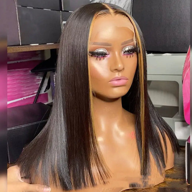 Highlight Ombre Transparent Lace Human Hair Wig - Jackie's Majestic Trinkets & Garments
