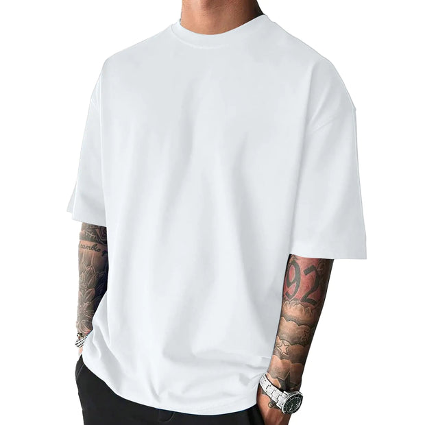 Mens Fashion Oversized Tshirts Workout Short Sleeve T-Shirt Dry Fit Lightweight Crewneck Tee Tops White - Jackie's Majestic Trinkets & Garments